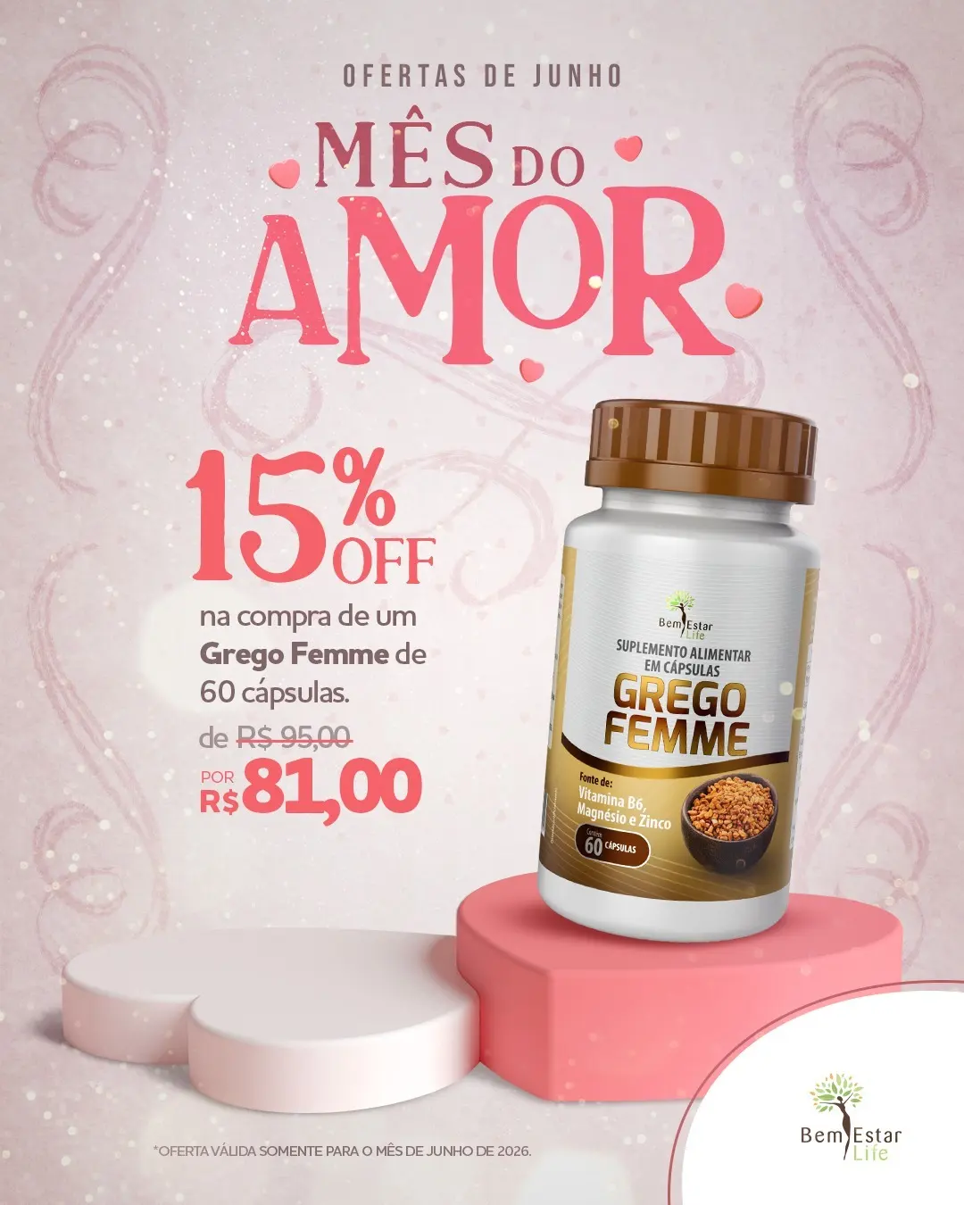 15%  DE DESCONTO NA COMPRA DE GREGO FEMME