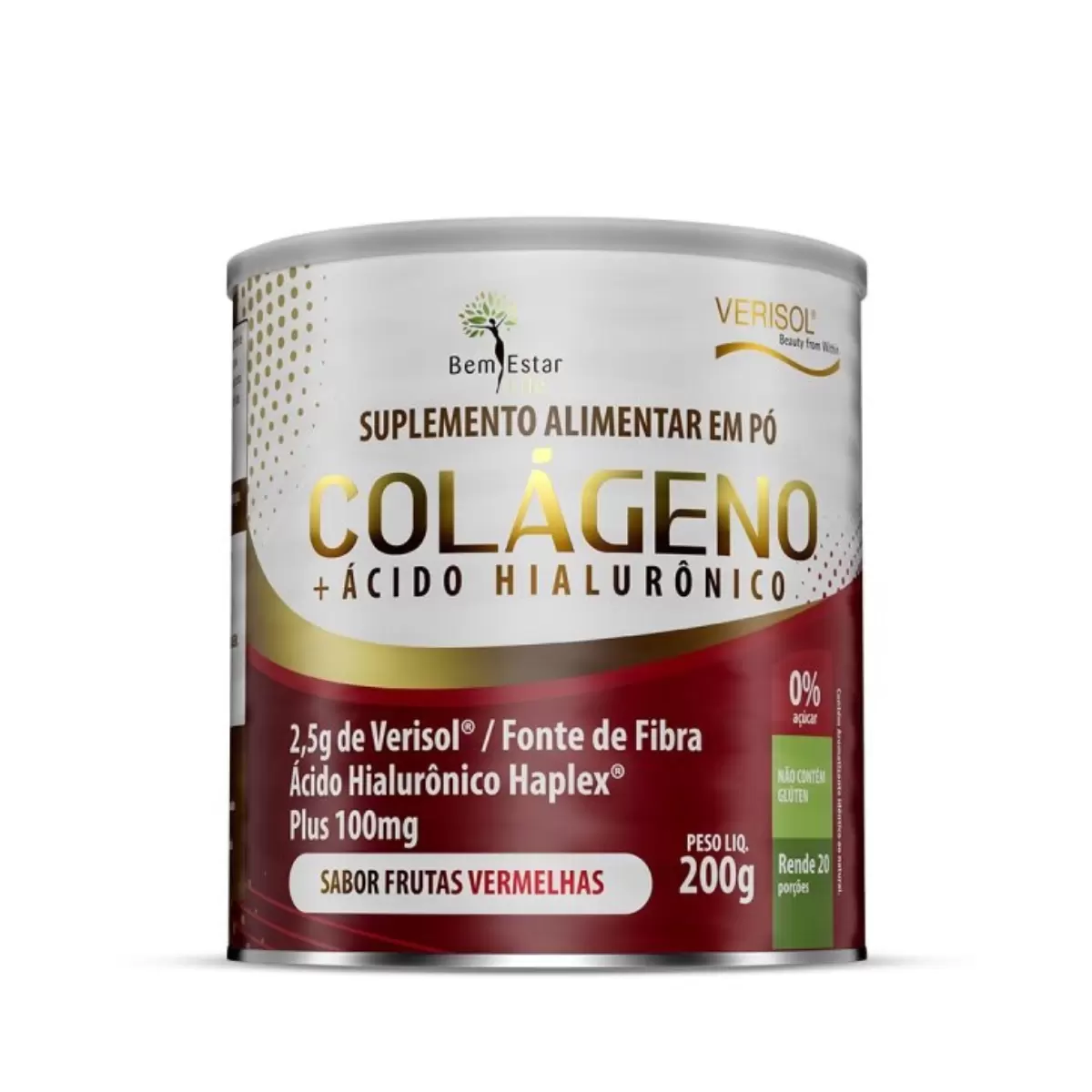 COLÁGENO VERISOL COM ÁCIDO HIALURÔNICO 200G. - SABOR  FRUTAS VERMELHAS