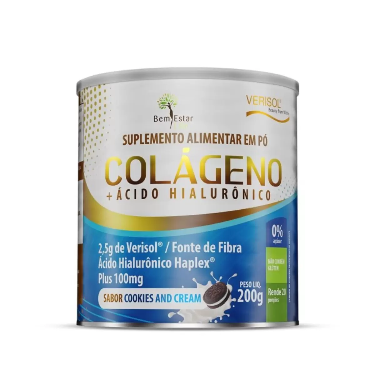 COLÁGENO VERISOL COM ÁCIDO HIALURÔNICO 200G. - SABOR COOKIES  CREAN